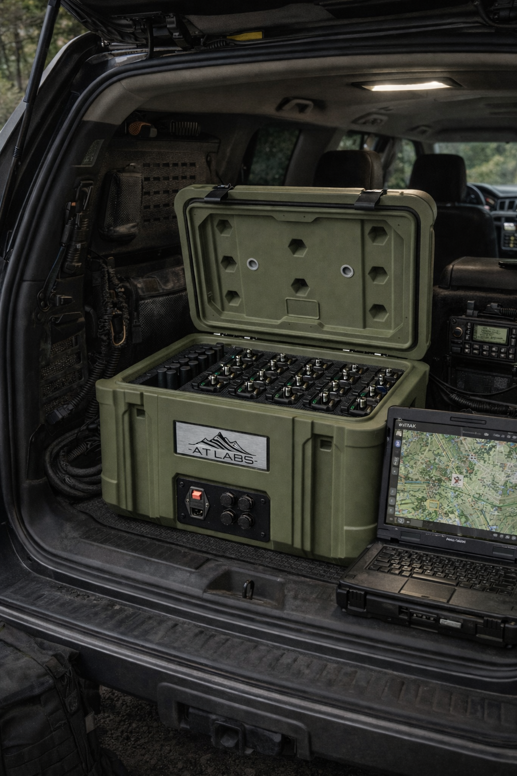 Response Crate deployed in vehicle with WinTAK tactical mapping running