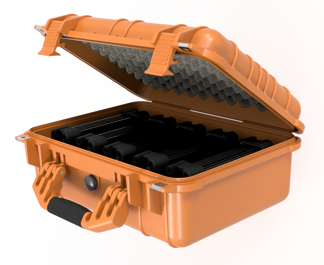 Response Crate Mini open — compact 5-radio mesh communications kit